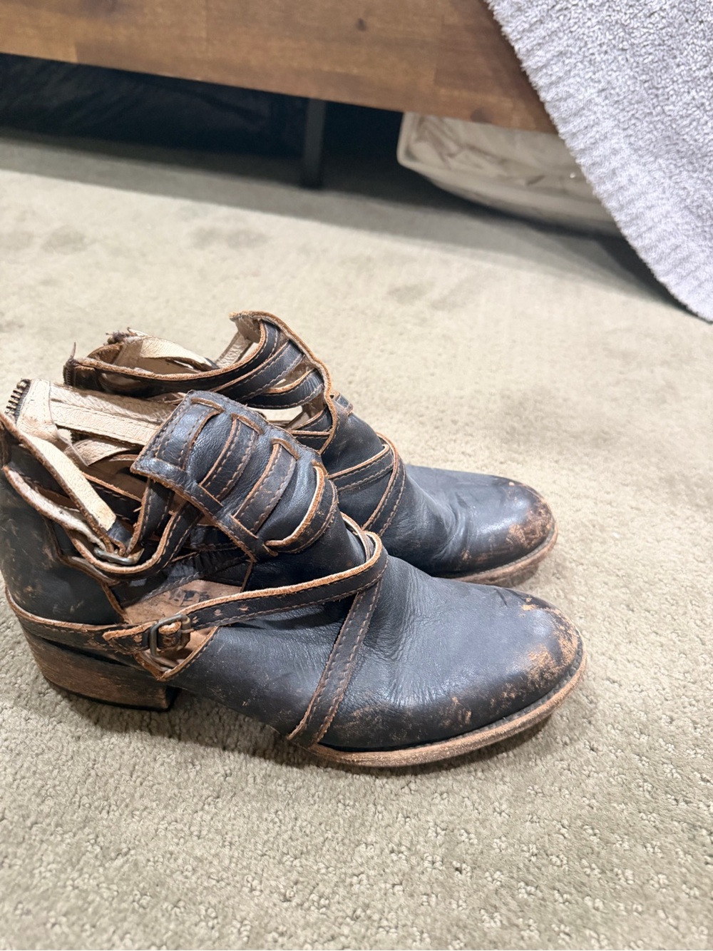 Freebird by Steven Black and Brown Leather Ankle Booties